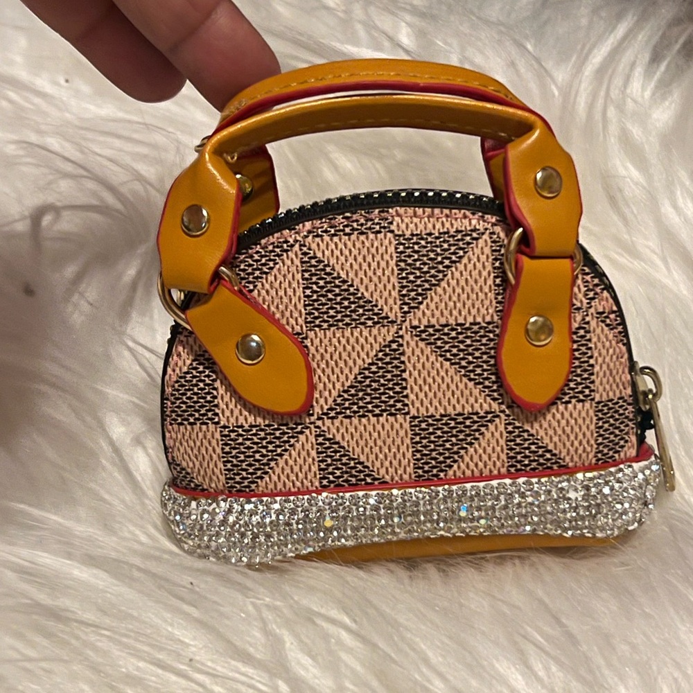 Mini Geometric Pattern in Yellow and Beige keychains
